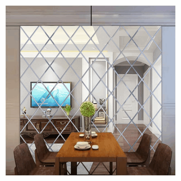 Diamond shape acrylic mirrors